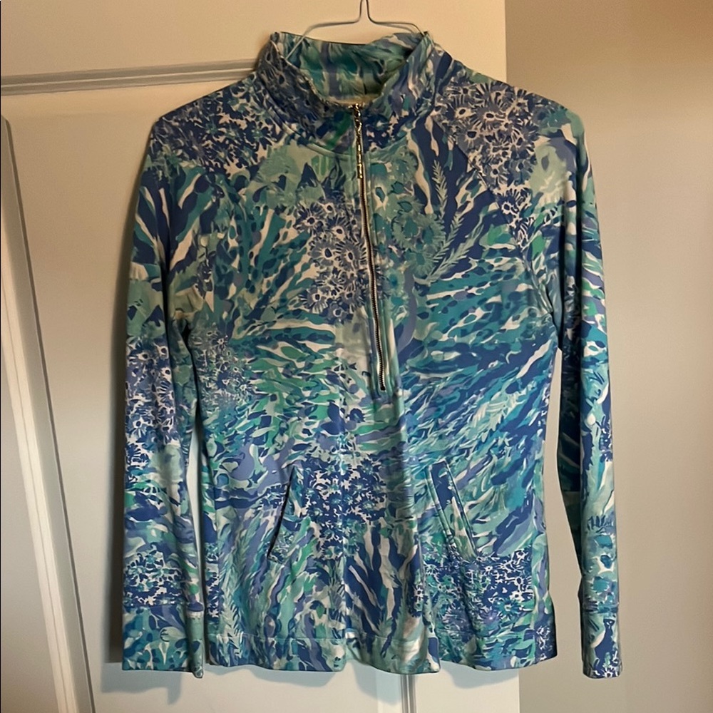 Lilly Pulitzer Blue Floral Zip-Up Jacket